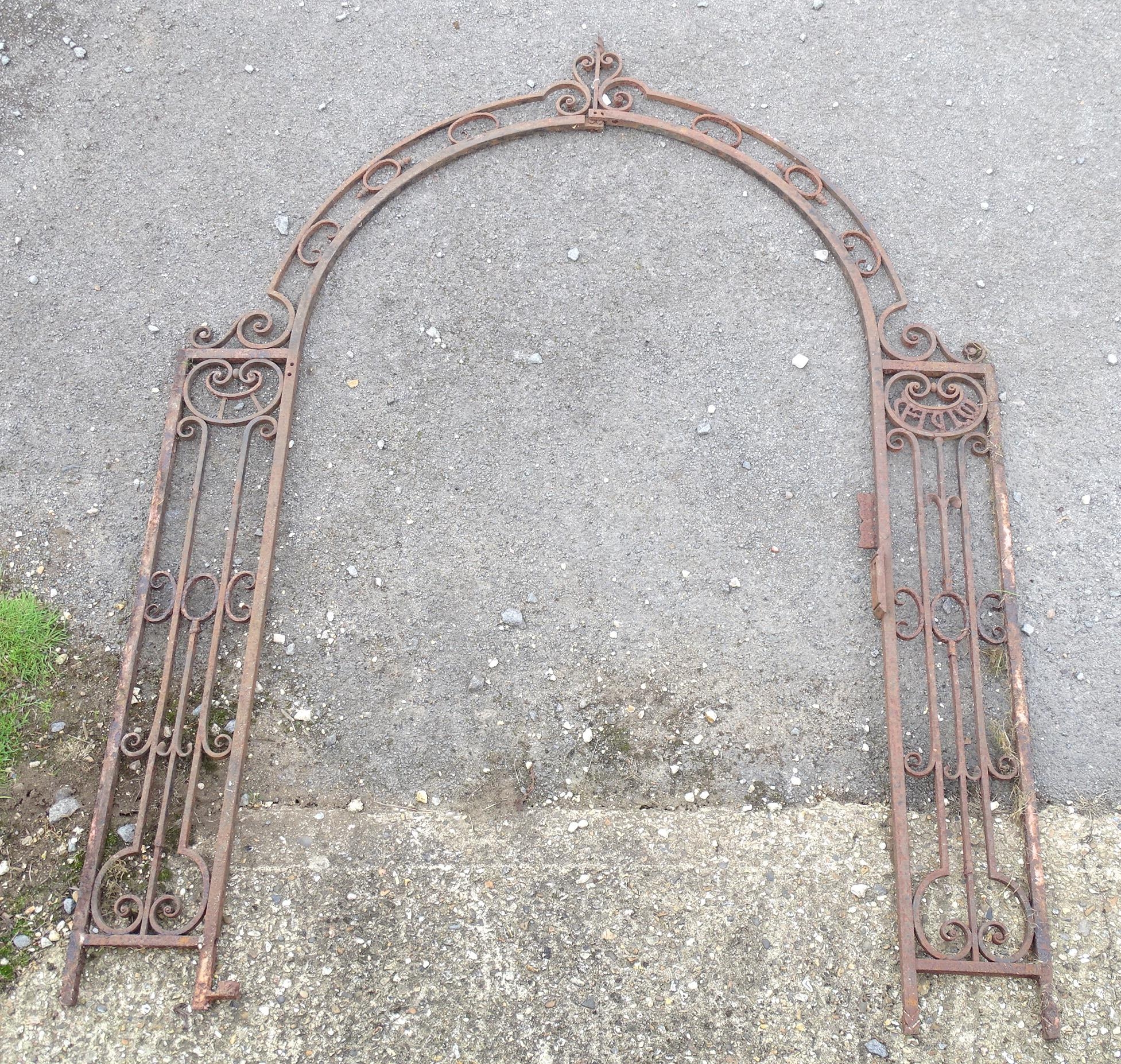 Garden & Architectural, Salvage: a late 19thC French wrought iron garden /gate arch, with