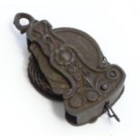 A French 19thC cast pulley with sprung chain mechanism. Approx. 6 1/2" high Please Note - we do