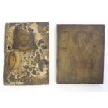 Two 19thC religious icons on panel, one depicting Jesus Christ, the other a saint, possibly St.