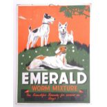 A 20thC card advertising print for Emerald Worm Mixture, The scientific remedy for worms in dogs!