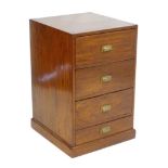 An early 20thC mahogany filing cabinet with graduated drawers and campaign style handles. 22" wide x
