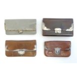 Four assorted leather purses / wallets with silver mounts, one hallmarked London 1899, maker Franz