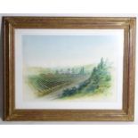 Indistinctly signed, 20th century, Spanish School, Watercolour, Vineyards near Penedes, Spain.