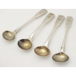 A pair of Geo III silver salt spoons hallmarked London 1816 maker William Bateman, together with