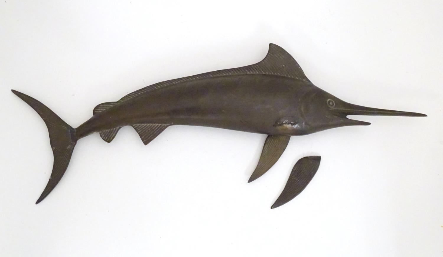 A 20thC cast bronze sculpture modelled as a swordfish. Approx. 19 1/2" long Please Note - we do - Image 5 of 6