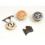 Assorted early 20thC items to include two buttons / studs for Cyclist Touring Club 1913 and 1914,