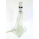 A Vintage retro glass lamp base with bubble inclusions. Approx 12" high overall Please Note - we do