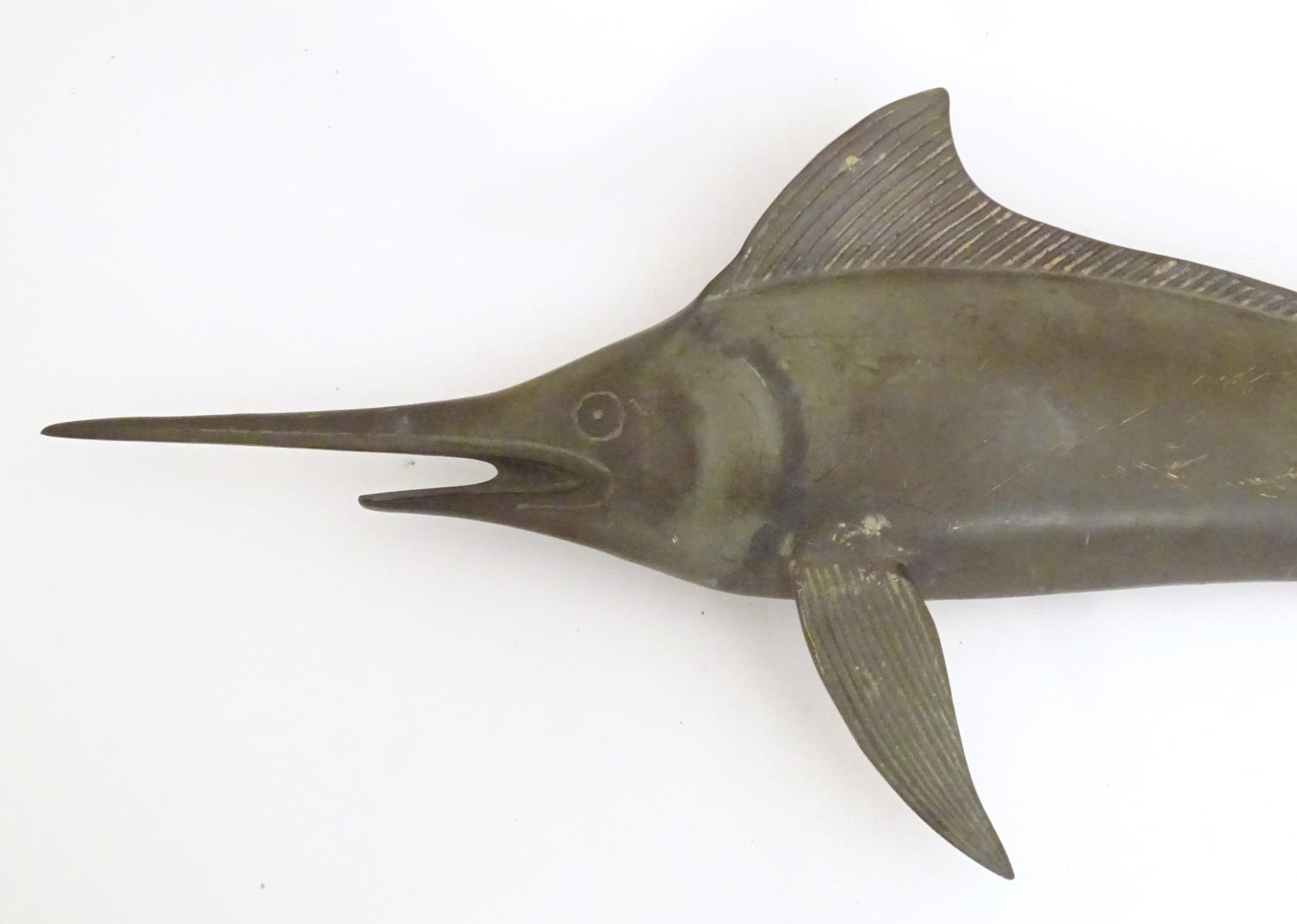 A 20thC cast bronze sculpture modelled as a swordfish. Approx. 19 1/2" long Please Note - we do - Image 2 of 6