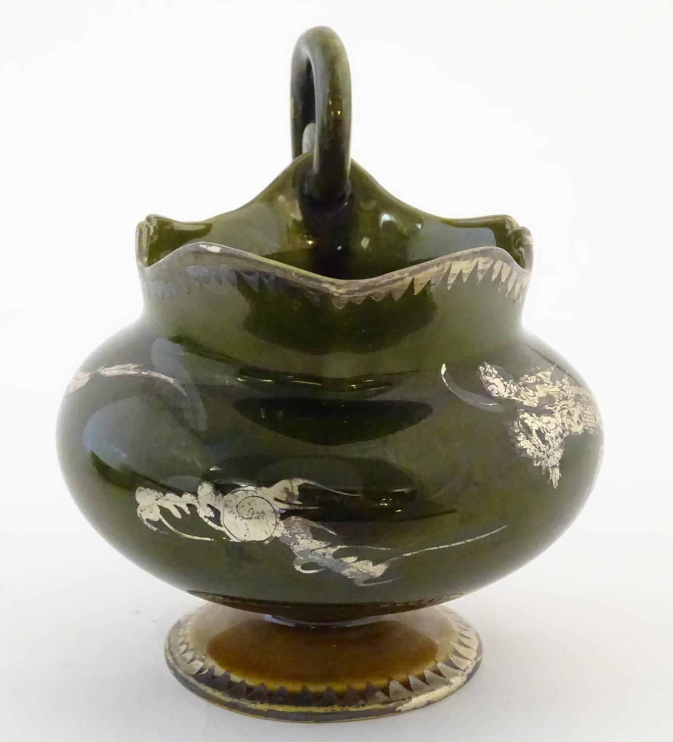 An Oriental pedestal cream jug with gilt dragon detail. Impressed marks under. Approx. 4" high - Image 3 of 7