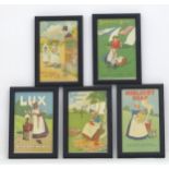 Five 20thC advertising prints comprising four for Sunlight Soap washing detergent to include