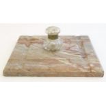 An Art Deco marble standish with central glass inkwell. Approx. 9 3/4" wide Please Note - we do