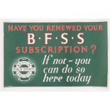 A British Field Sports Society poster, Have you renewed your B.F.S.S. subscription? If not - you can