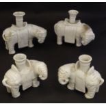 Four Chinese blanc de chine bud vases modelled as elephants. Largest 6 1/2" high (4) Please Note -