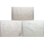 Three 20thC cast plaster panels depicting scenes from the Parthenon Frieze. Largest approx. 42 1/