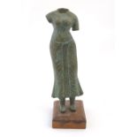 A South East Asian cast bronze torso sculpture of a Cambodian / Khmer goddess / female deity,