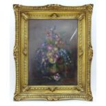 Italian School, Early 20th century, Oil on board, A still life study of flowers in bloom.