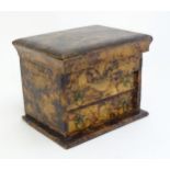 A Victorian simulated burr walnut jewellery box with lift lid and two drawers. Approx. 6 1/4" x 8" x