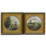 Manner of Georgina Lara (1840-1880), Oil on board, A pair of tondos, A country scene with a woman