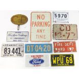 A quantity of assorted American road signs and number / license plates, etc. Please Note - we do not
