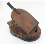 Victorian oak and leather bellows Please Note - we do not make reference to the condition of lots