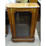 Edwardian inlaid music cabinet with glazed door. Approx 34 1/2" high Please Note - we do not make
