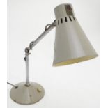 Vintage Retro: a mid 20thC Pifco desk lamp, adjustable for height/angle, in grey finish with