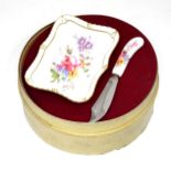 A boxed Royal Crown Derby butter dish and knife Please Note - we do not make reference to the