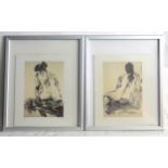 Two prints after Qu Lei Lei depicting females nudes, titled Femme se Reposant and Femme Assise (2)