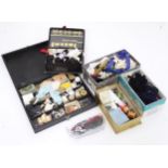 A box of sewing equipment, threads, elastic etc Please Note - we do not make reference to the