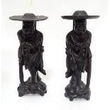 Two Oriental carved wooden figures of sages (2) Please Note - we do not make reference to the