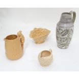 Assorted ceramics comprising a Bourne Denby jug designed by Glyn Colledge, a Sylvac jug modelled