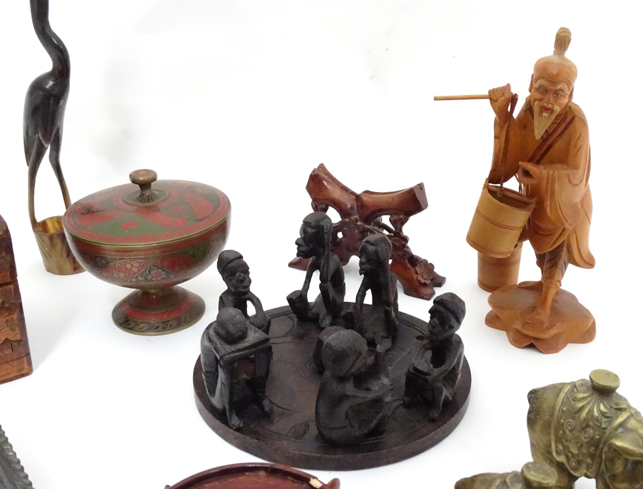 A quantity of carved Oriental items to include a sage figure, boxes, etc. Together with a - Image 4 of 5