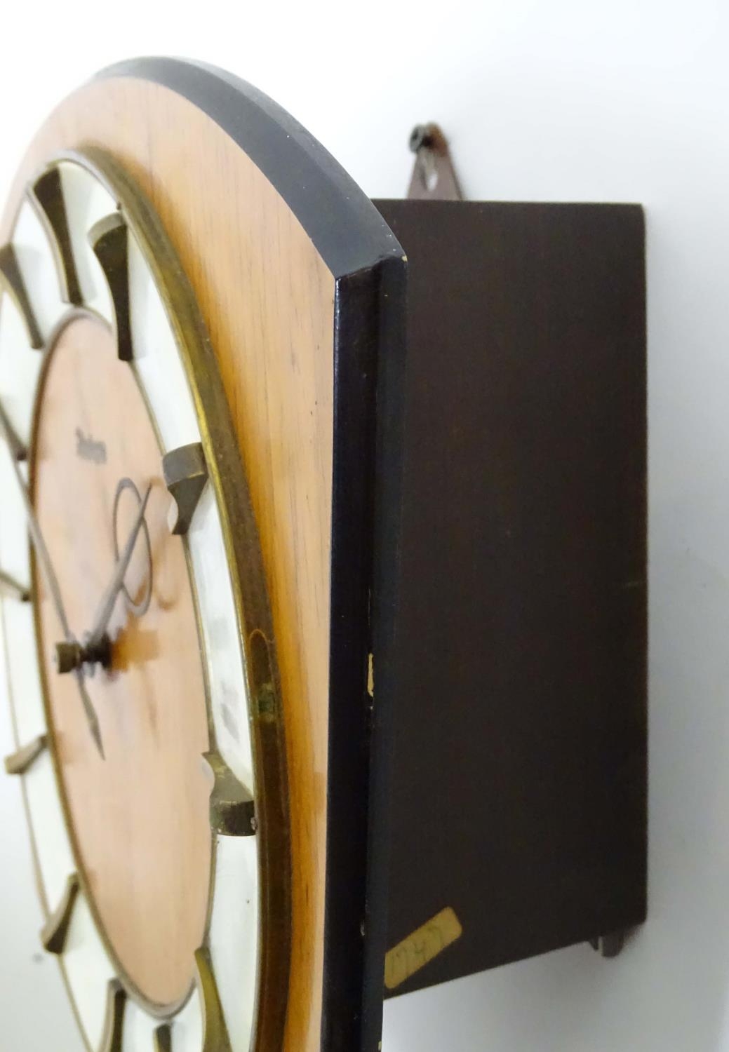 A retro Kieninger teak wall clock with two weights. 12" wide Please Note - we do not make - Image 11 of 11