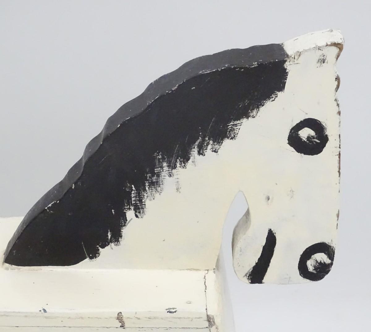 Rocking horse : a scratch built and painted wooden rocking horse on bows with brown painted back and - Image 4 of 10