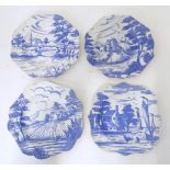 Four Spode pictorial plates, Spode English Delftware collection Please Note - we do not make