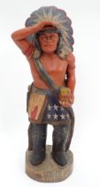 Late 20thc miniature tobacco advertising figure. Approx. 24 1/2" high