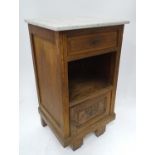 A French Art Deco bedside cabinet with marble top Please Note - we do not make reference to the