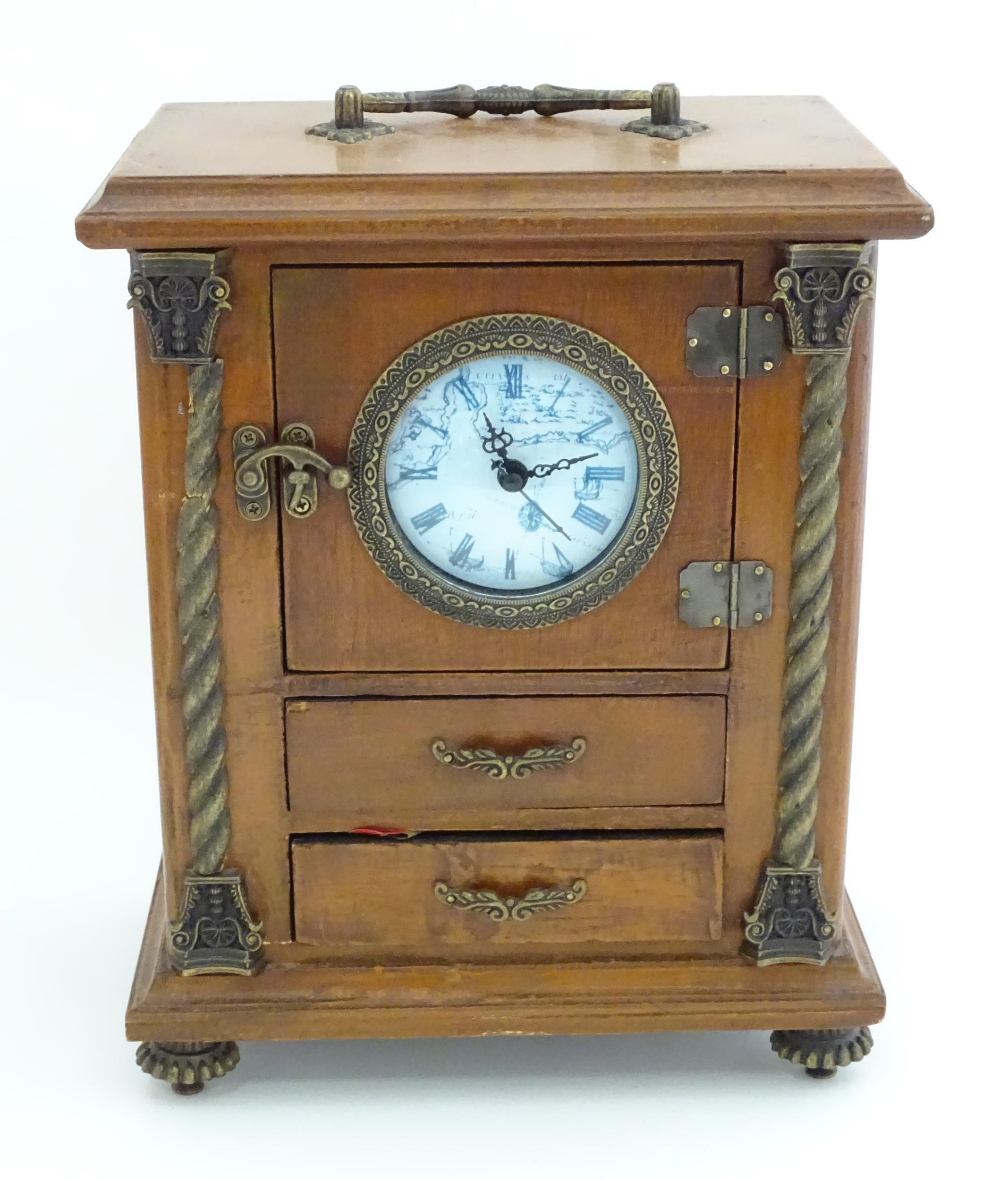 Jewellery box formed as a mantle clock Please Note - we do not make reference to the condition of - Image 2 of 7
