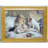 A Pears soap print titled Suspense after Charles Burton Barber, depicting breakfast in bed with a