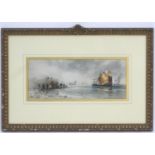 After Thomas Bush Hardy (1842-1897), Colour print, A harbour scene with fishing boats / ships and