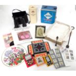 A quantity of miscellaneous to include camping gas stove, binoculars, cabinet plates, books, etc