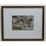 John Simpson, 20th century, Limited edition colour print, Principal Buildings of Northampton. Signed