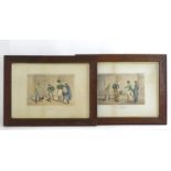 I. Clark after H. Alken, 19th century, A pair of hand coloured lithographs, Cock Fighting, Published