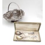 A silver plated bowl together with 2 spoons Please Note - we do not make reference to the