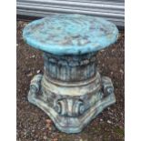 A reconstituted stone painted garden plant stand formed as an Iconic column capital. Approx. 15 1/2"