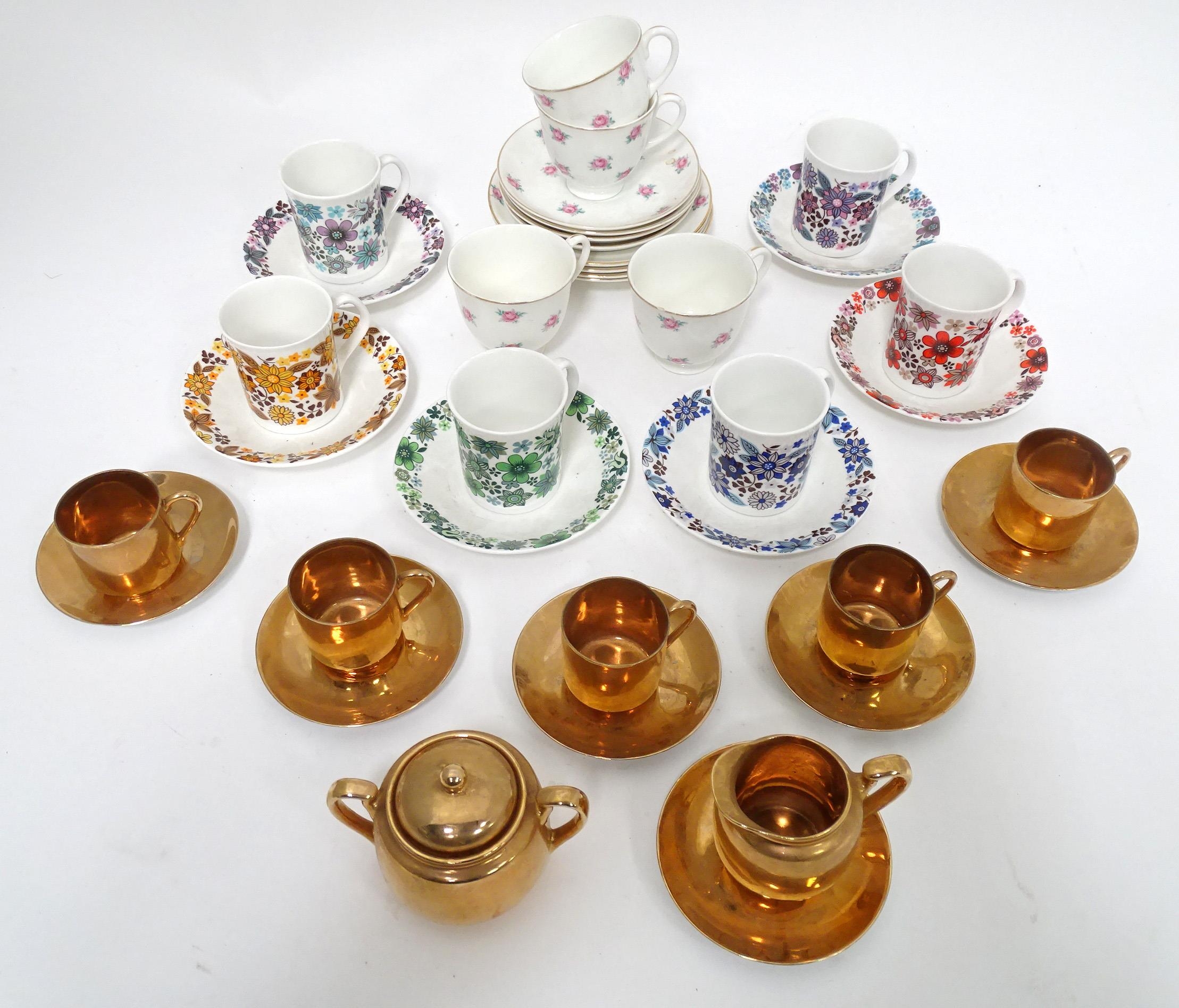 Assorted mid century / retro Ceramics including an ' Elizabethan China Carnaby set ' Please Note -