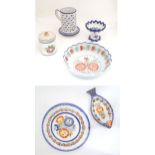 A quantity of assorted Continental ceramics, to include a candle holder with pierced and brushwork
