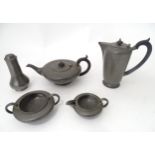 Manor period pewter, to include coffee pot, teapot, sugar bowl, jug, etc. Please Note - we do not