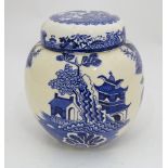 A Masons ironstone china blue and white tea caddy modelled as a ginger jar Please Note - we do not