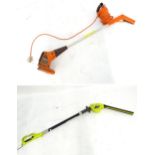 A Ryobi hedge trimmer, together with a Flymo strimmer (2) Please Note - we do not make reference